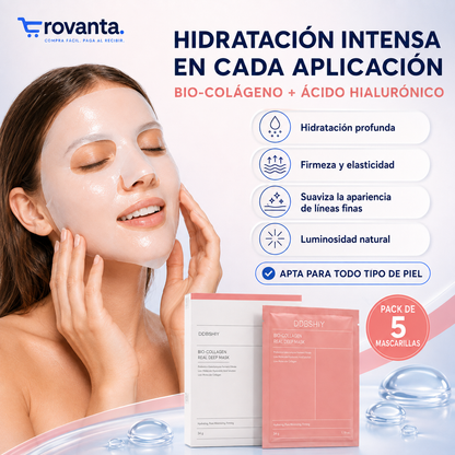 Mascarillas Faciales BIO-COLLAGEN de Hidrogel – Pack de 5 Unidades